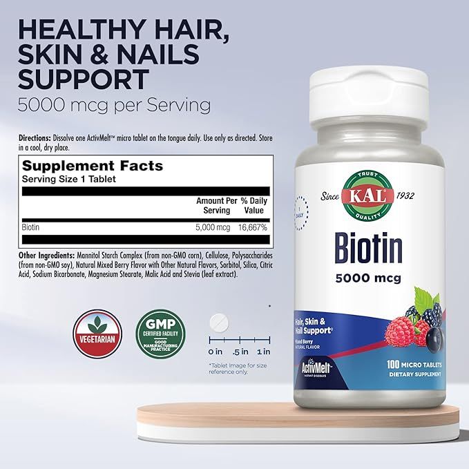 KAL BIOTIN 5000 MCG 100 MELT TABLETS