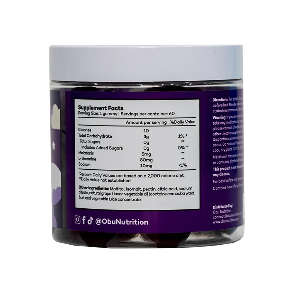 OBU Extra Strength Sleep Gummies – Grape Flavor, 60 Gummies