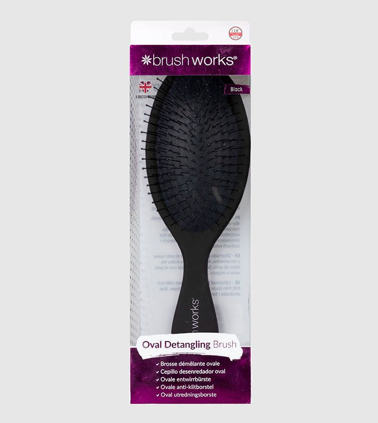 Brushworks Oval Detangling Hair Brush-Black