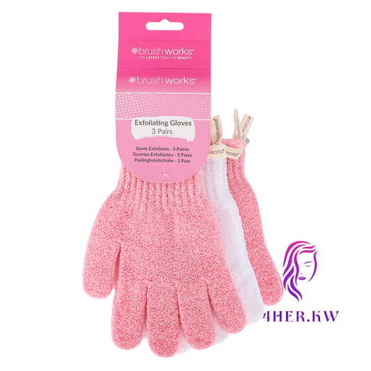 Brushworks 3 Pairs Of Exfoliating Gloves - Pink